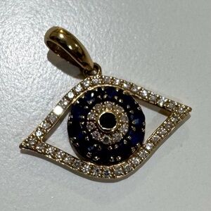 Gold and Blue Evil Eye Pendant